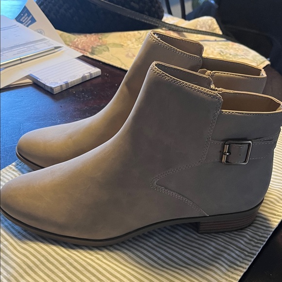 St. John's Bay Shoes - St. John's Bay Taupe Ankle Booties with Side Buckle